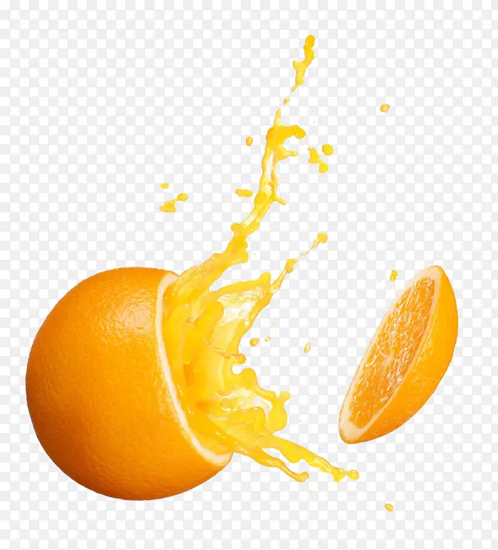 切开橙子喷溅