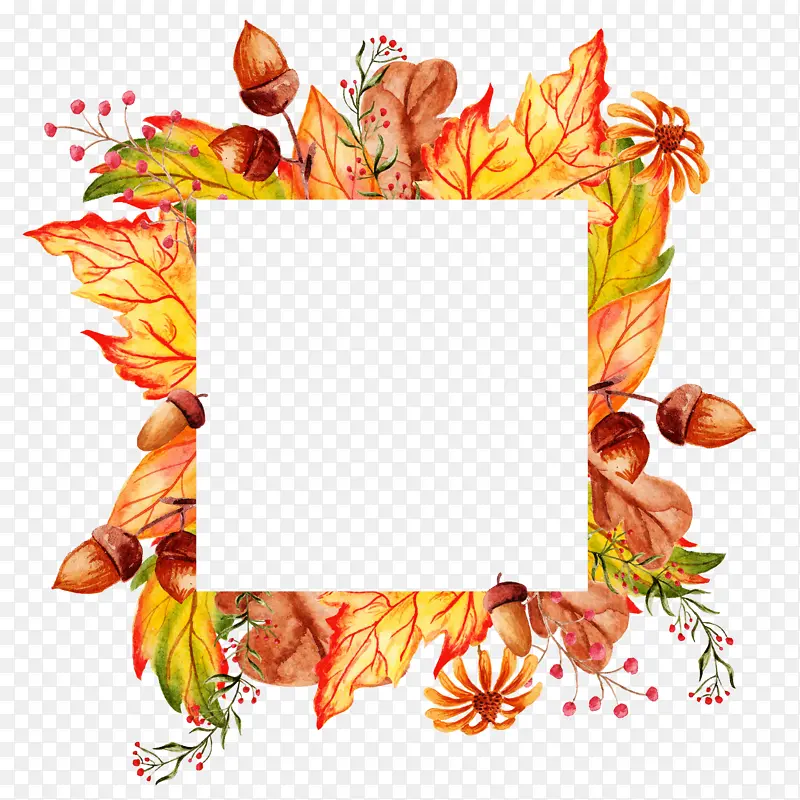 秋天标题框方形落叶素材
