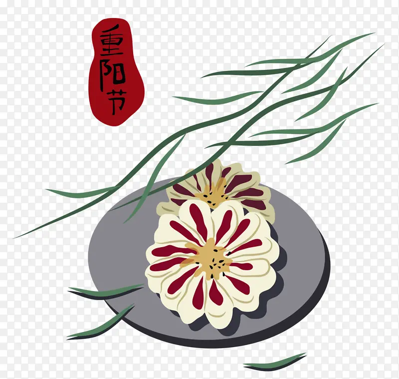 重阳节的重阳糕点菊花糕手绘素材