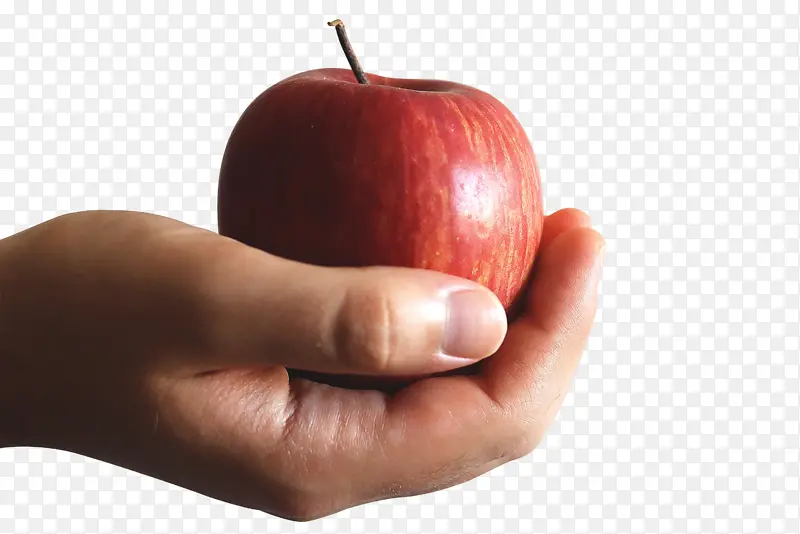 苹果手里拿着的苹果水果