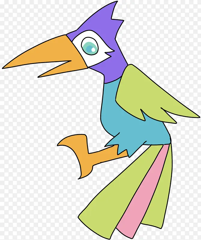 啄木鸟卡通绘图彩色