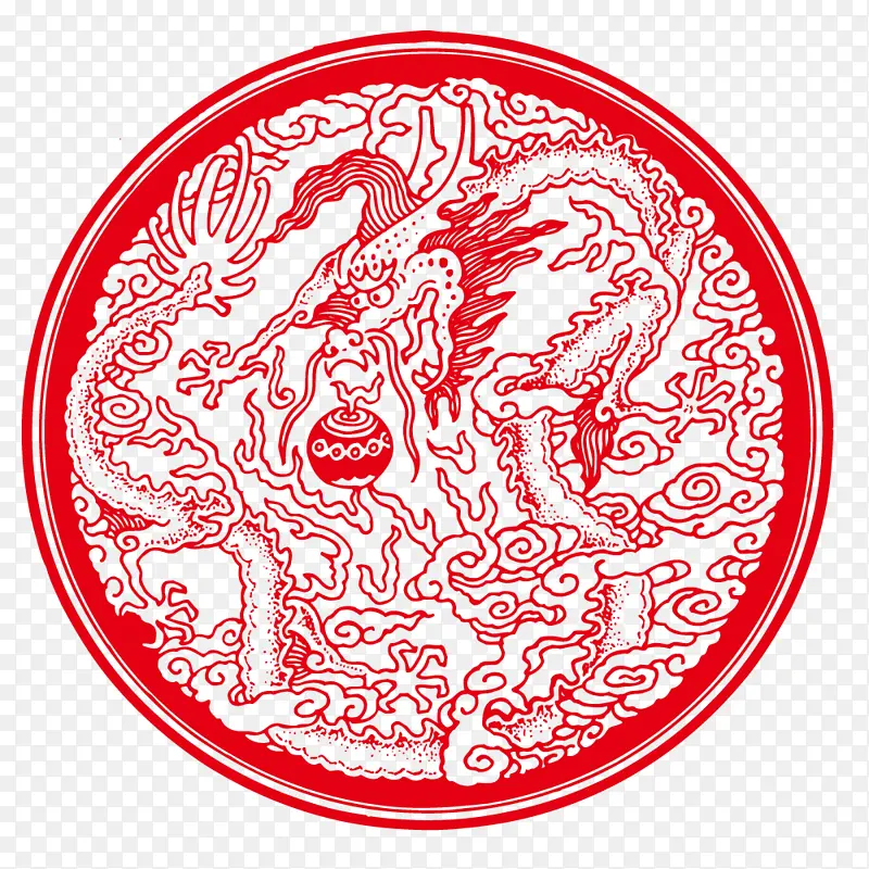 龙图案中国龙剪纸元素