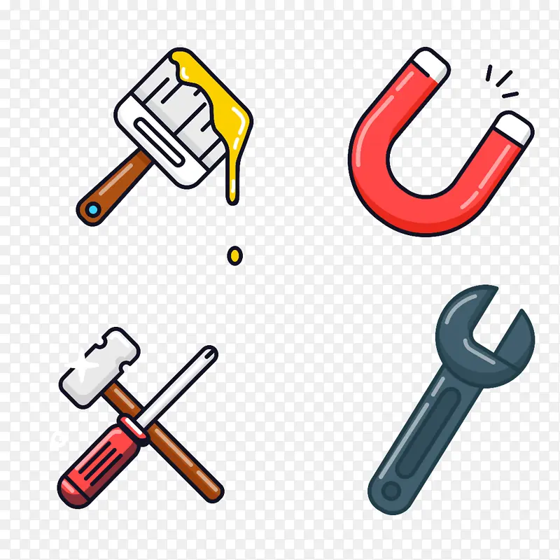 工具，墙刷，铁锤，扳手，磁吸