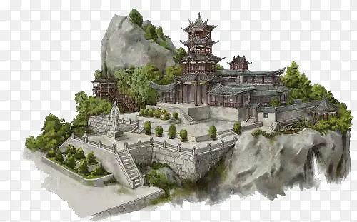 中国风古建筑山水亭台楼阁