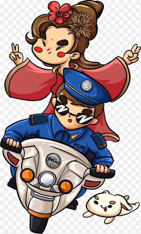 原创骑摩托的警察跟嫦娥