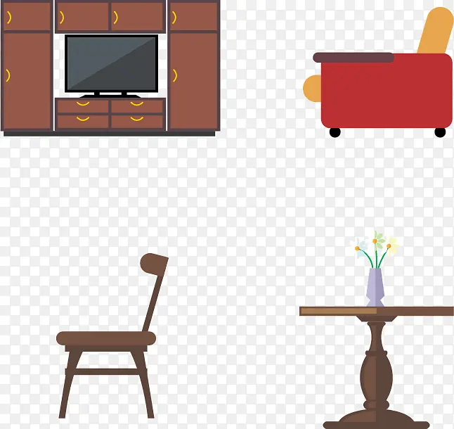 4种家具扁平图