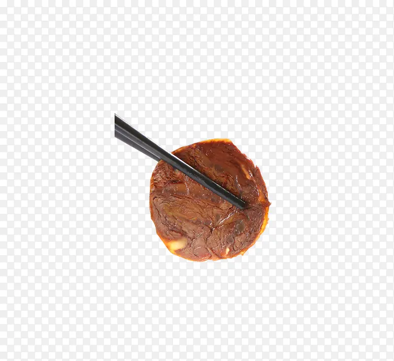 筷子上夹着的肉片