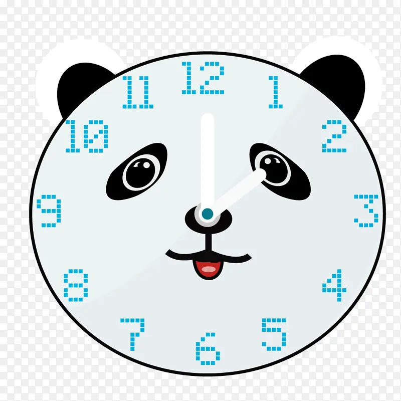 简约时尚熊猫时钟