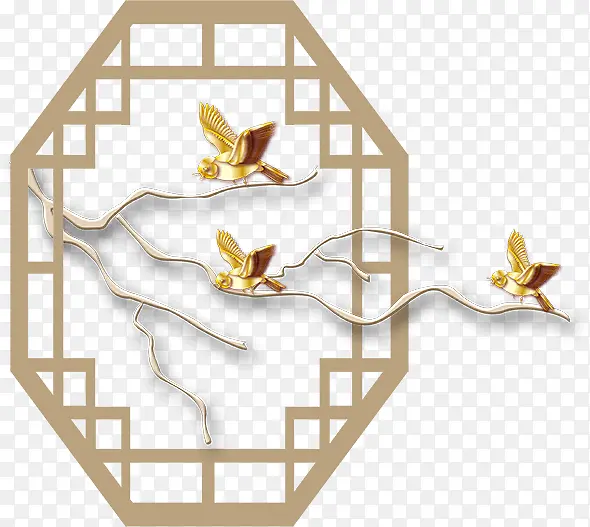 国潮风金属质感漏窗