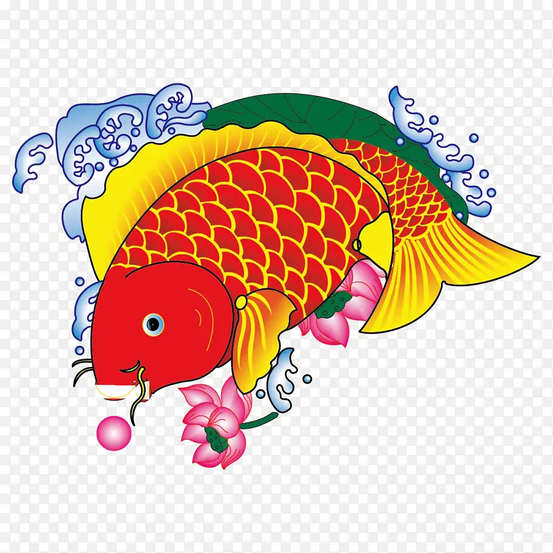 春节元素 新年 传统文化 金色锂鱼