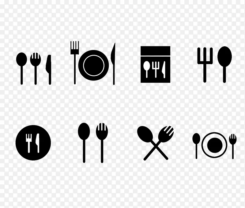 黑白图标餐具餐饮