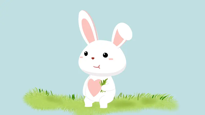 兔子吃草手绘图片