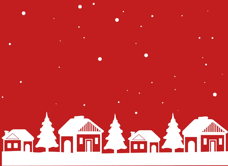 圣诞红色房子雪景