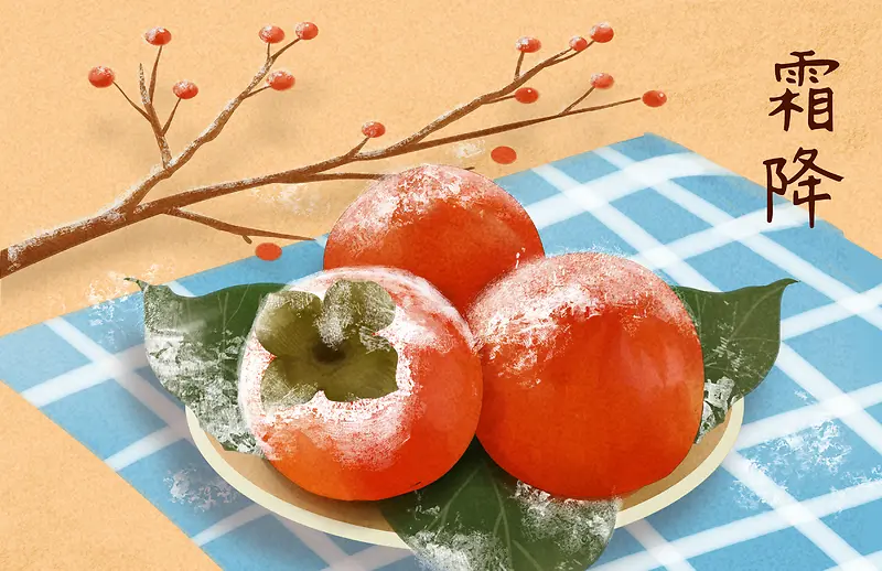 霜降红色软柿子插画