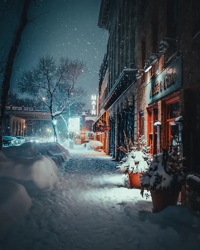冬天雪景大街