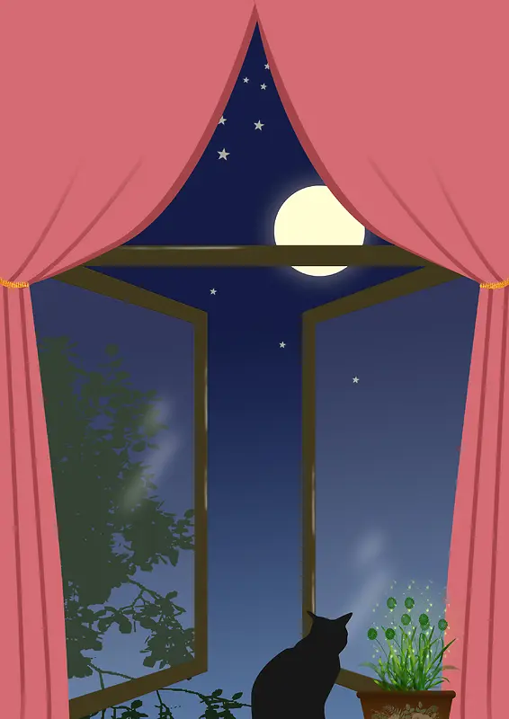 星空月亮窗户