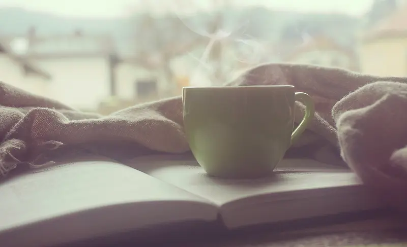 早，早餐，咖啡，书，休闲