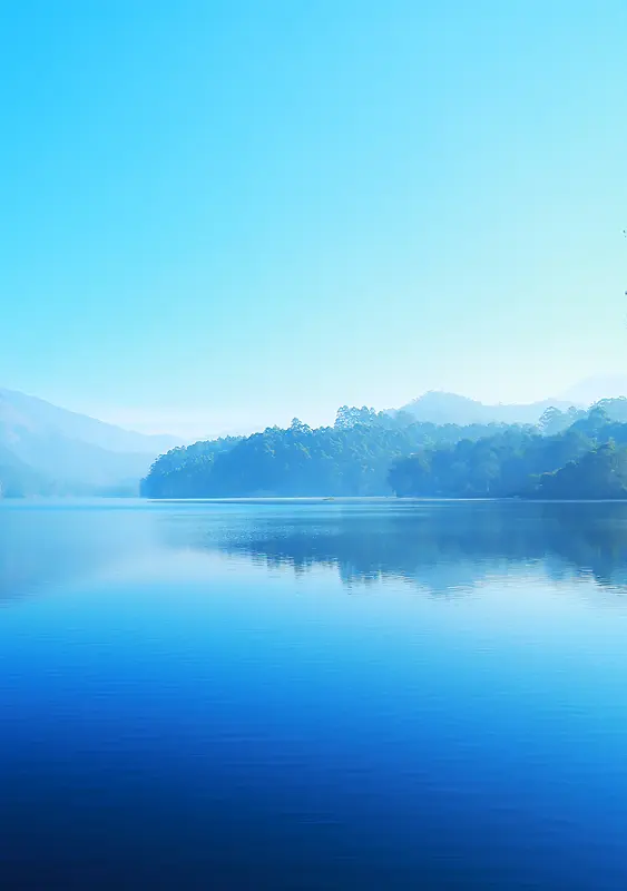 蓝色风景倒映山水背景