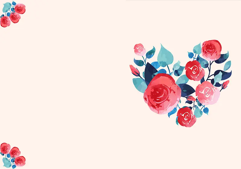 情人节爱心玫瑰元素海报背景