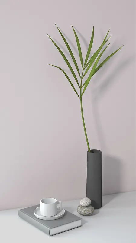 3D场景 背景  空间感 植物 花瓶