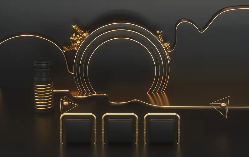 C4D，黑金，舞台，高端