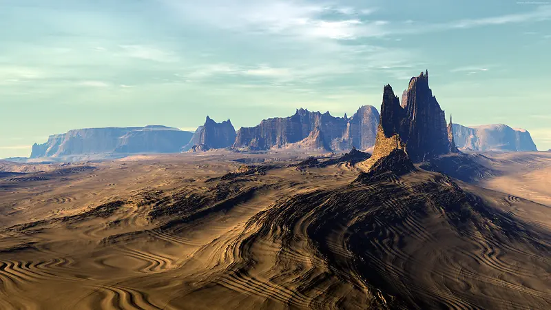 沙漠，沙子，天空，大自然，山峰