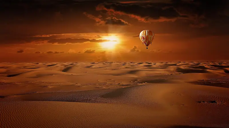 热气球，沙漠，旅行，阳光