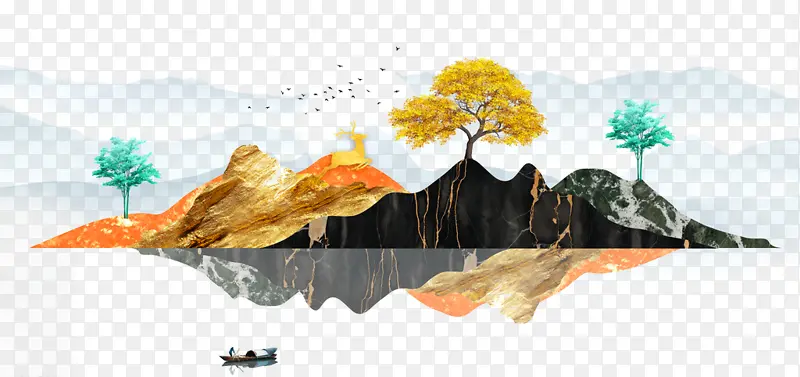 山水线稿素材文件4