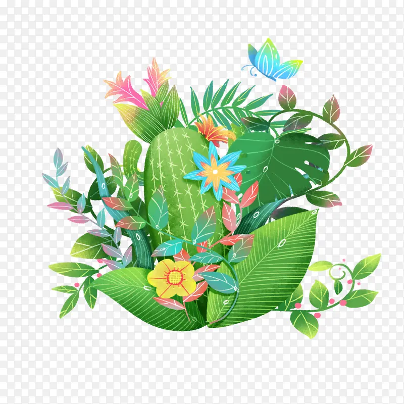 清新唯美绿植元素