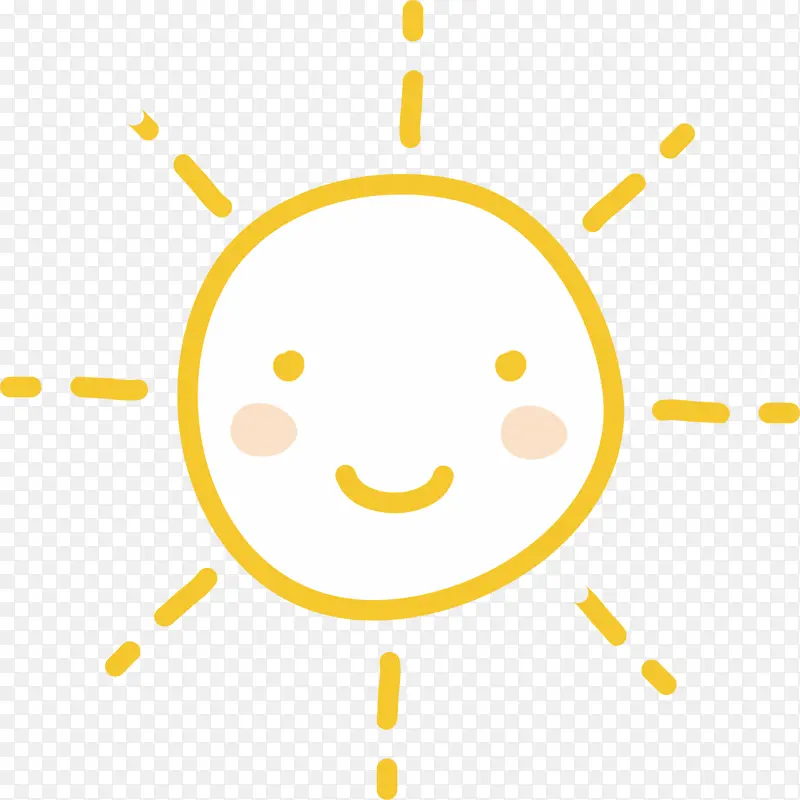 黄色 太阳 笑脸 手绘 卡通