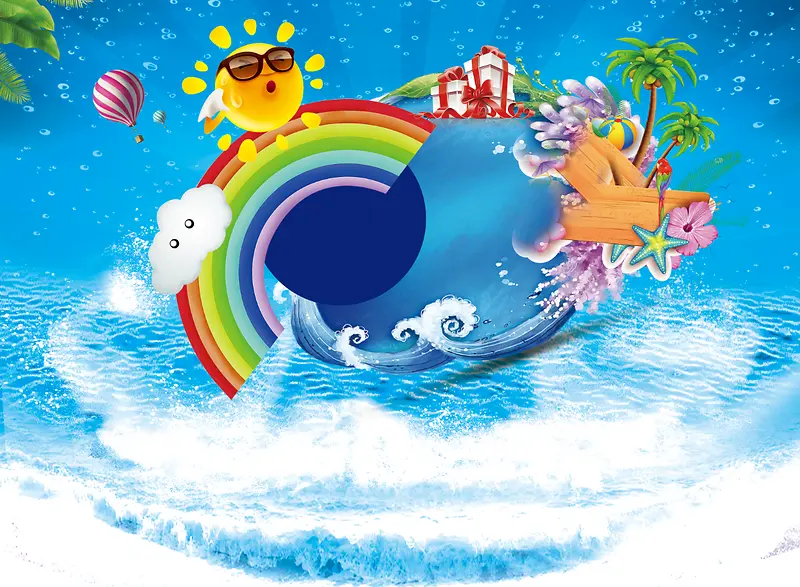 夏日海浪太阳蓝色