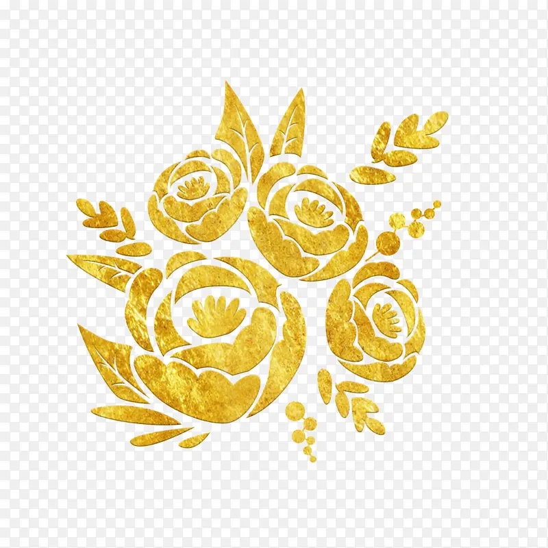 国潮风描金花朵