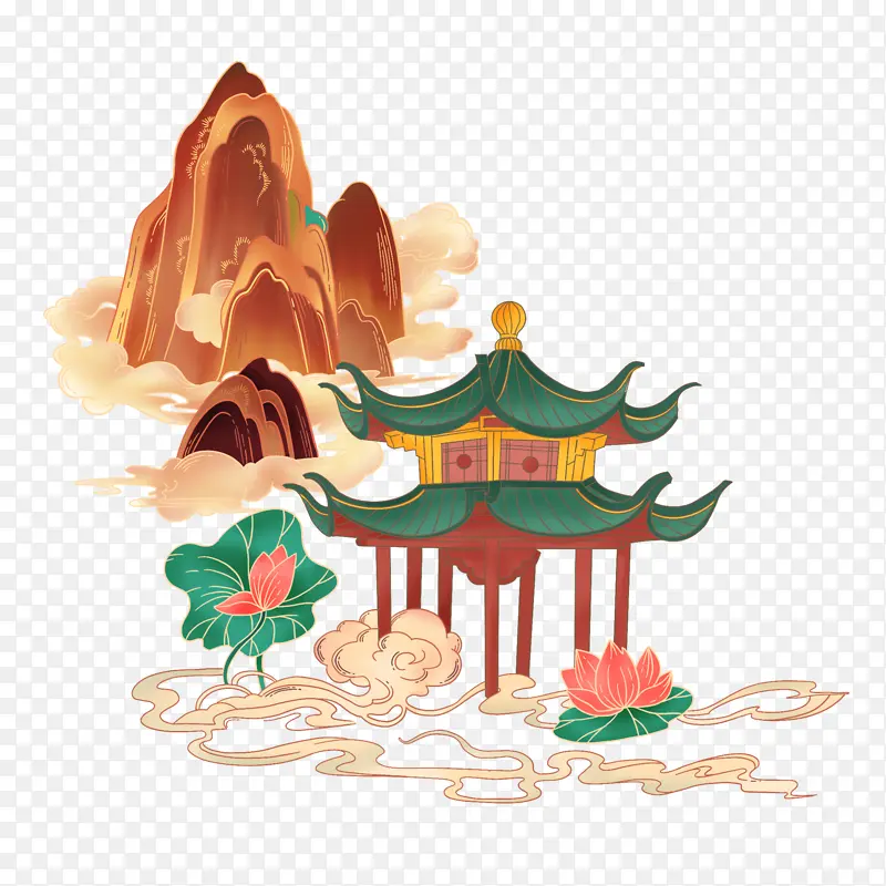 新式宫廷笔山水