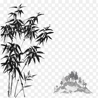 山 竹子  水墨 古风 古代