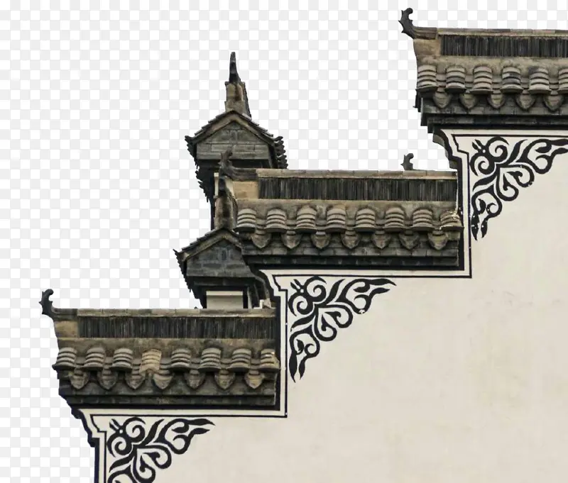 中国风徽派建筑屋檐素材