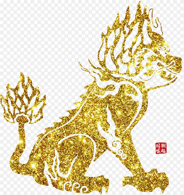 国潮古风金色獬豸