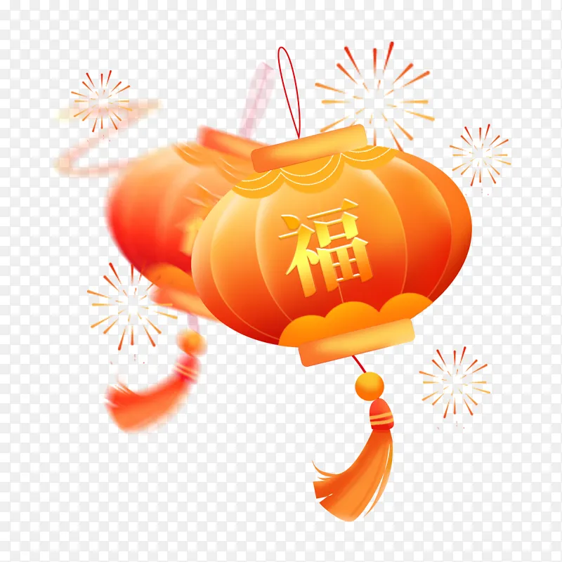 红色中国风国潮新春灯笼装饰免抠元素