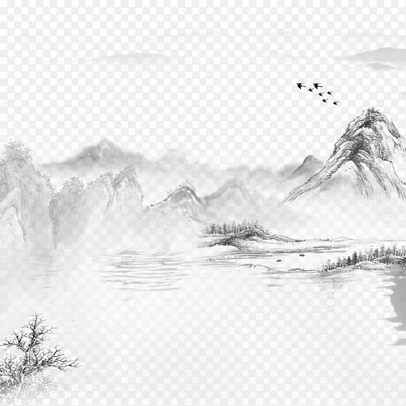 水墨山水画透明背景PNG图片素材下载_图片编号zqrgxxprey-免抠素材网