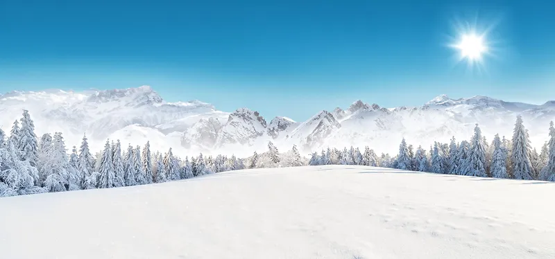 冰雪节雪山海报banner背景