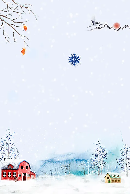 立冬雪景小清新蓝色banner