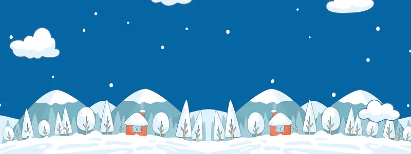 小雪文艺小清新简约蓝色banner