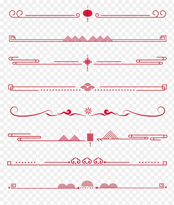 红色喜庆中国风春节元素图标线条分割线