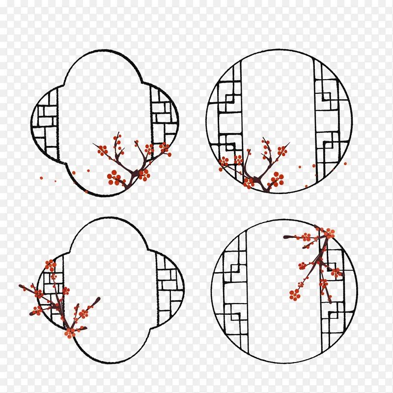 中国风水墨梅花边框