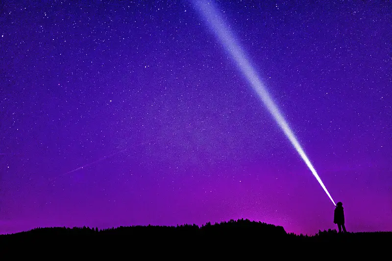 夜晚夜空星星灯光手电