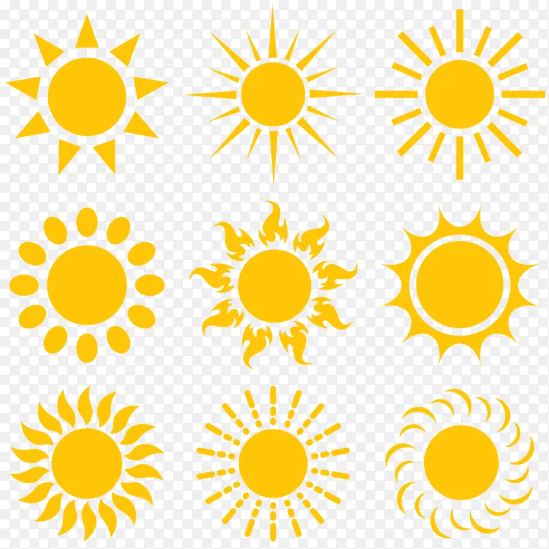 卡通金色太阳图标矢量元素