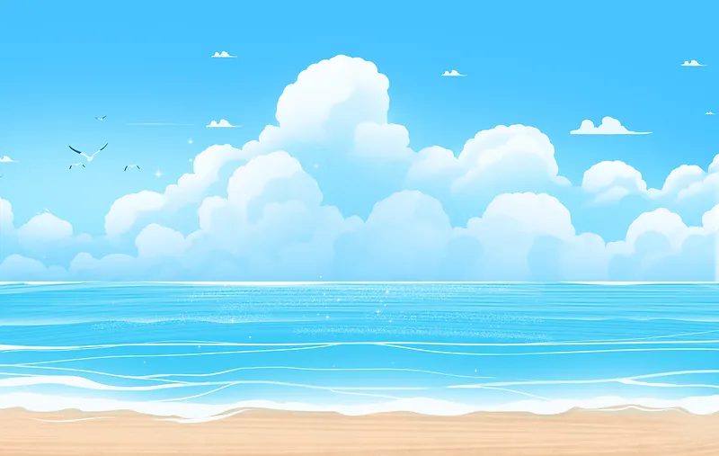 夏天海边唯美风景背景夏至小暑大暑图片海报