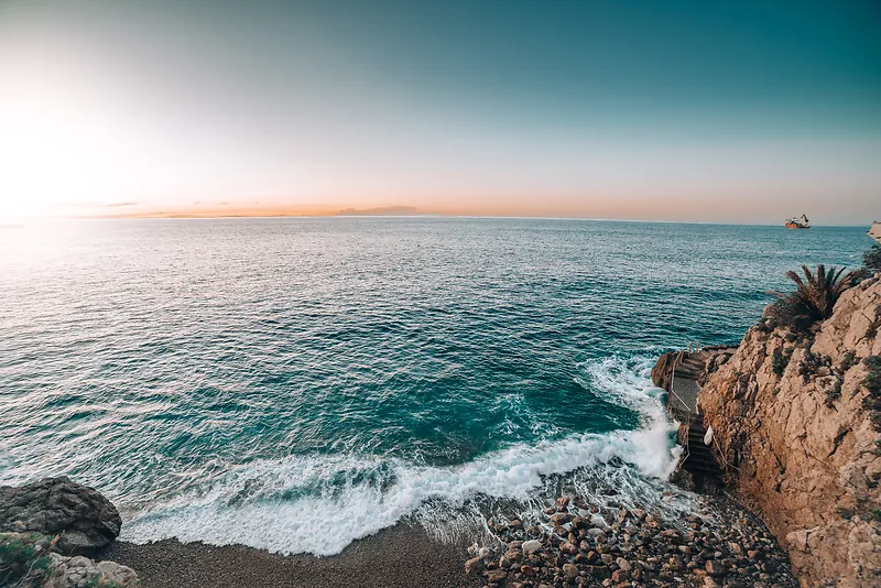 海面日出天空海岸