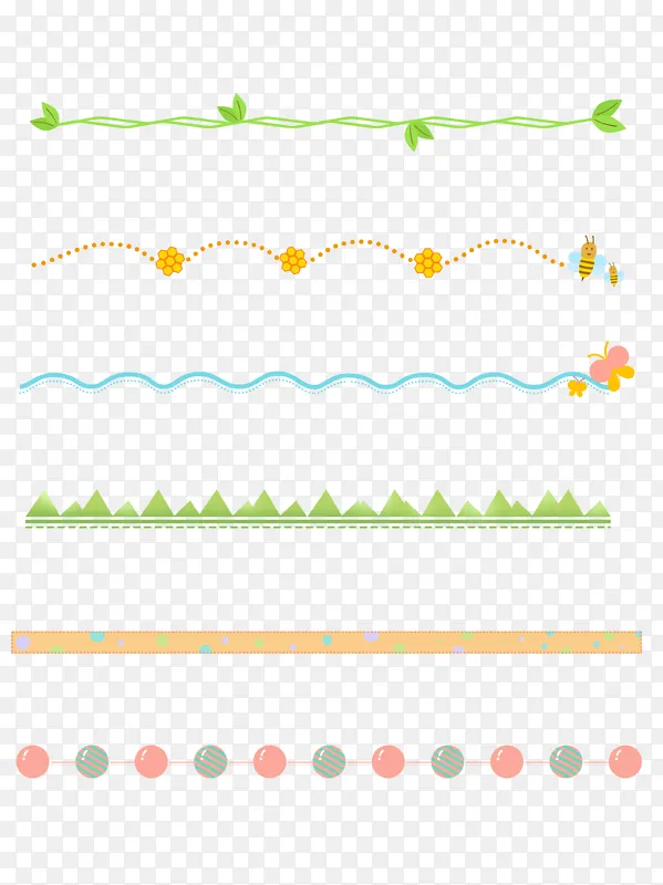 可爱蜜蜂蝴蝶植物分割线边框标题装饰元素