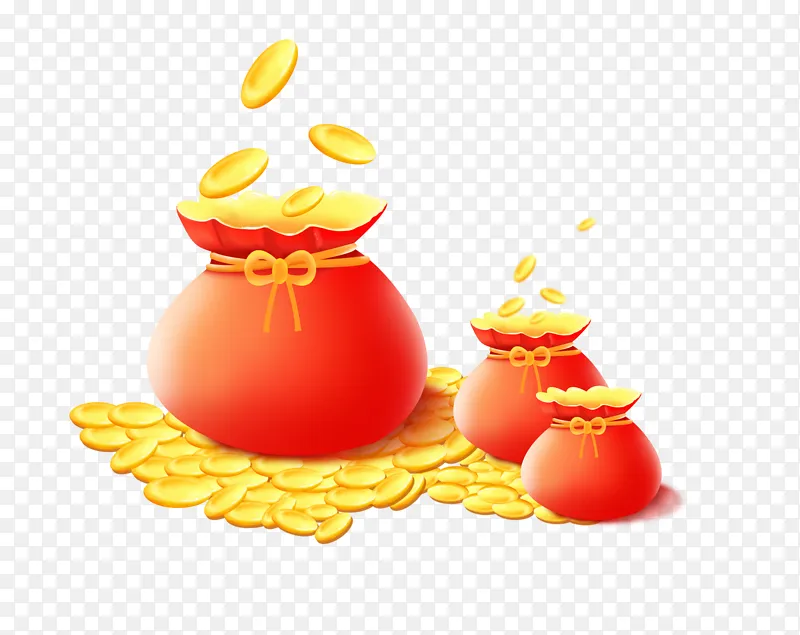 红色中国风春节福袋挂饰金币装饰图案