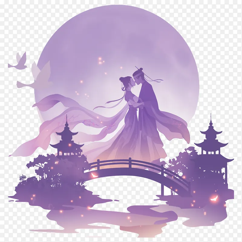 七夕节牛郎织女海报人物素材